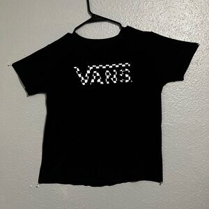 Vans Kids Black Tee with Checkered Logo